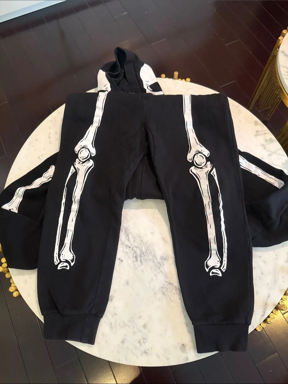 H&M Black and White Skeleton Hoodie & Joggers Costume Set